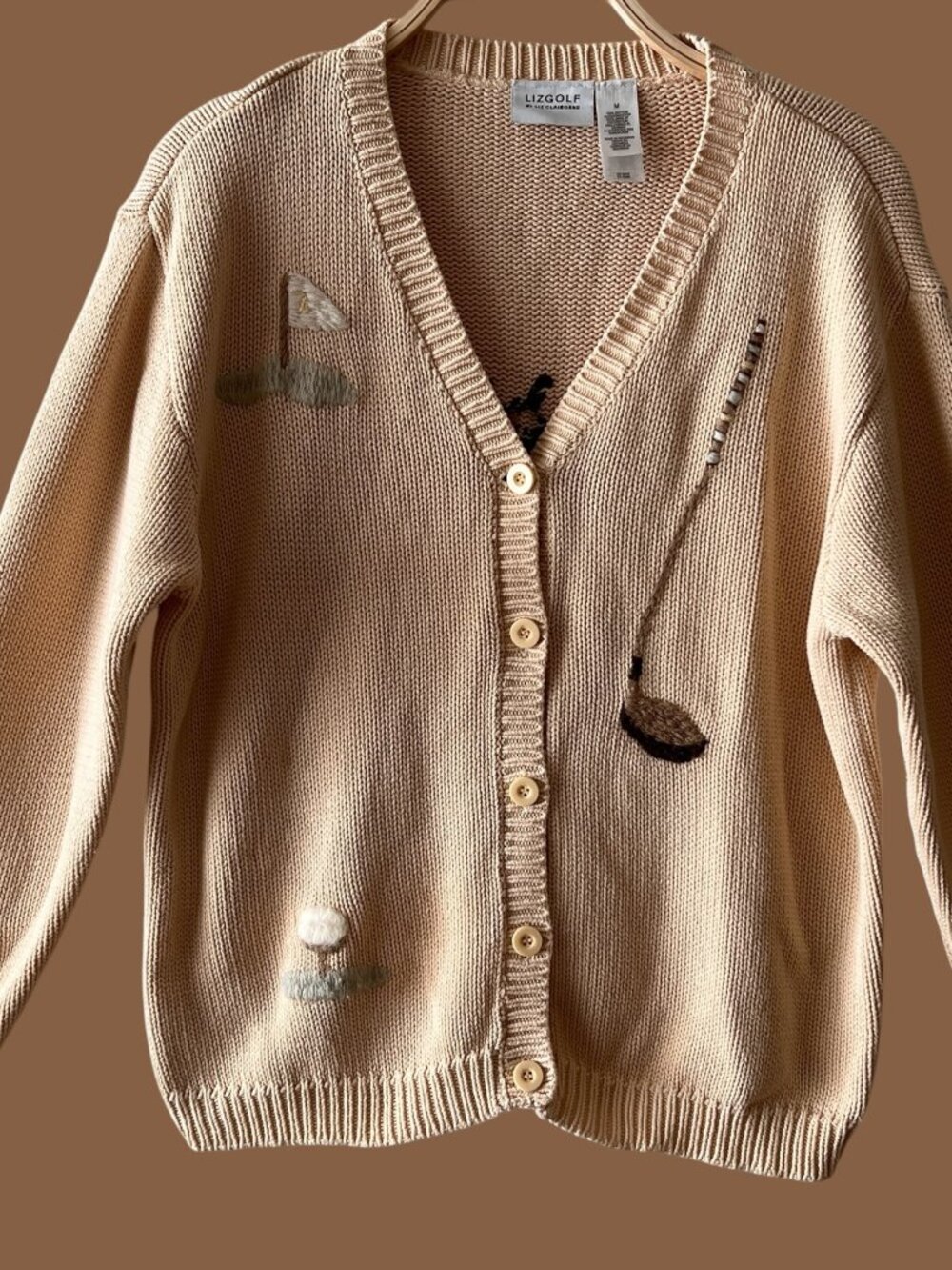 Vintage Golf Novelty Cardigan Sweater, Medium